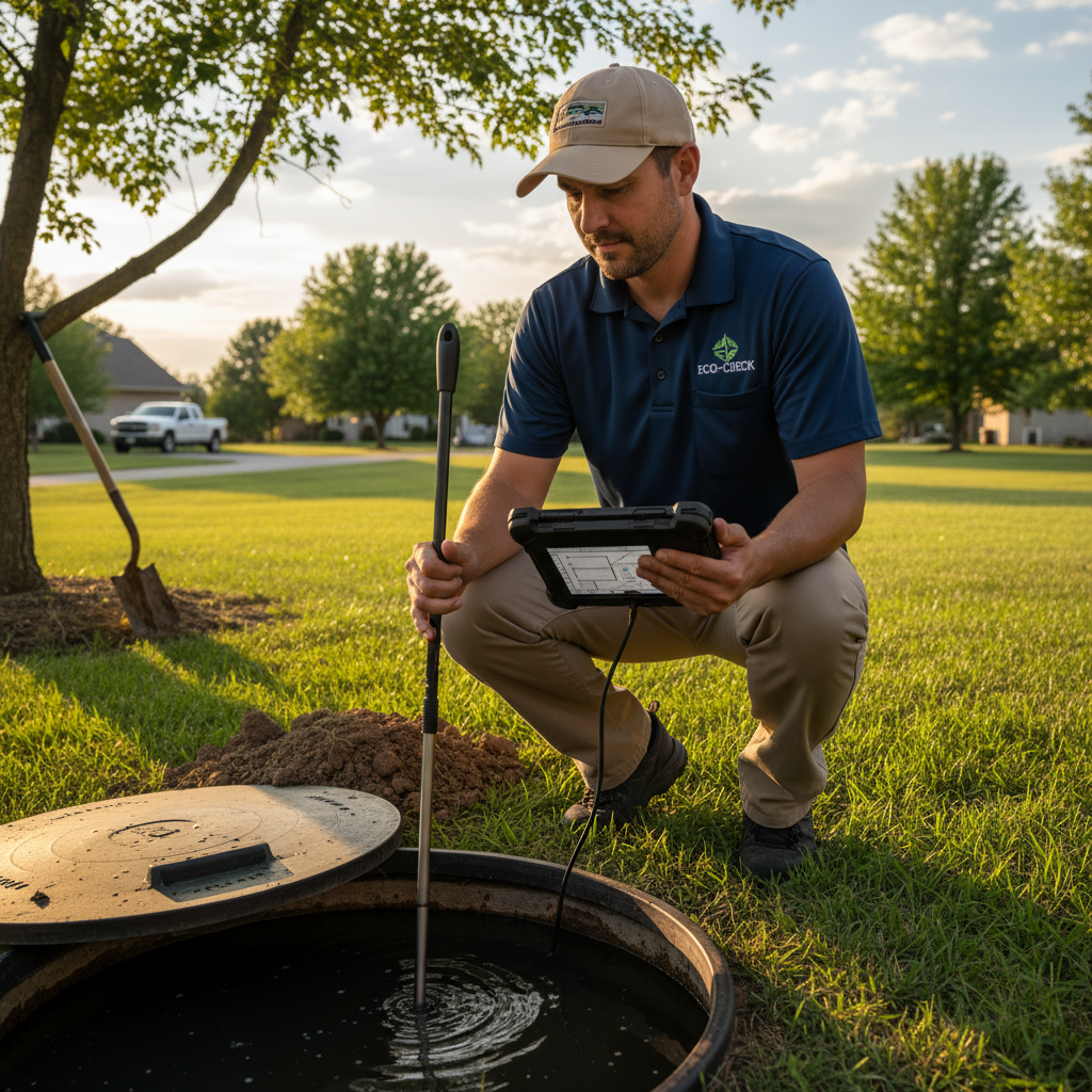 Upright Professional Inspections doing a septic inspection in Salado.