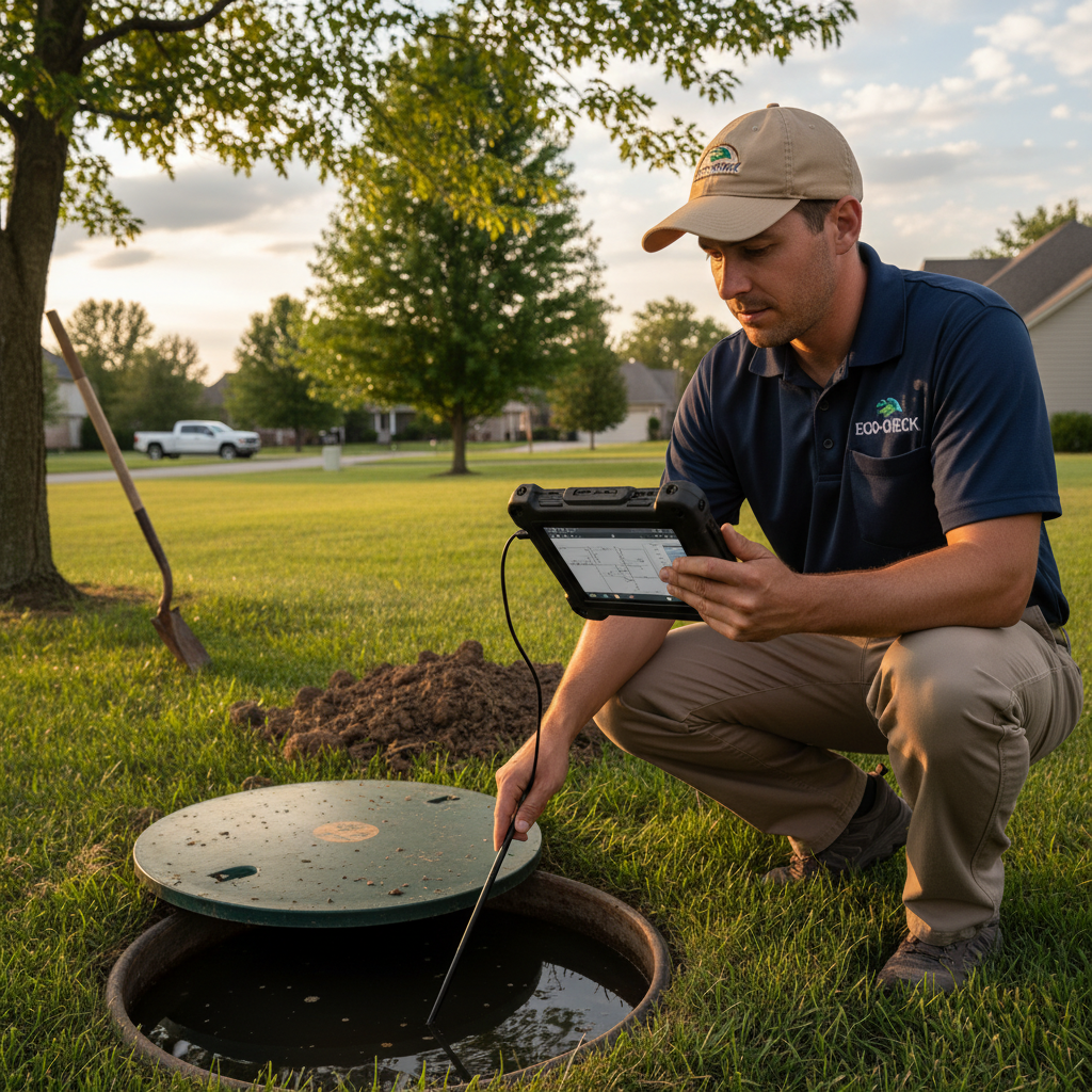 Upright Professional Inspections doing a septic inspection in Sonterra.