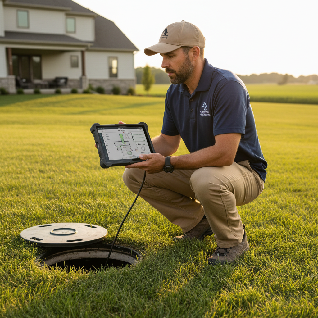 Upright Professional Inspections doing a septic inspection in Teague.