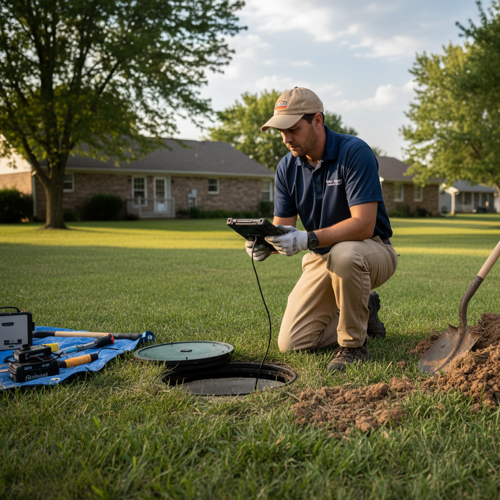 Upright Professional Inspections doing a septic inspection in Valley Mills.
