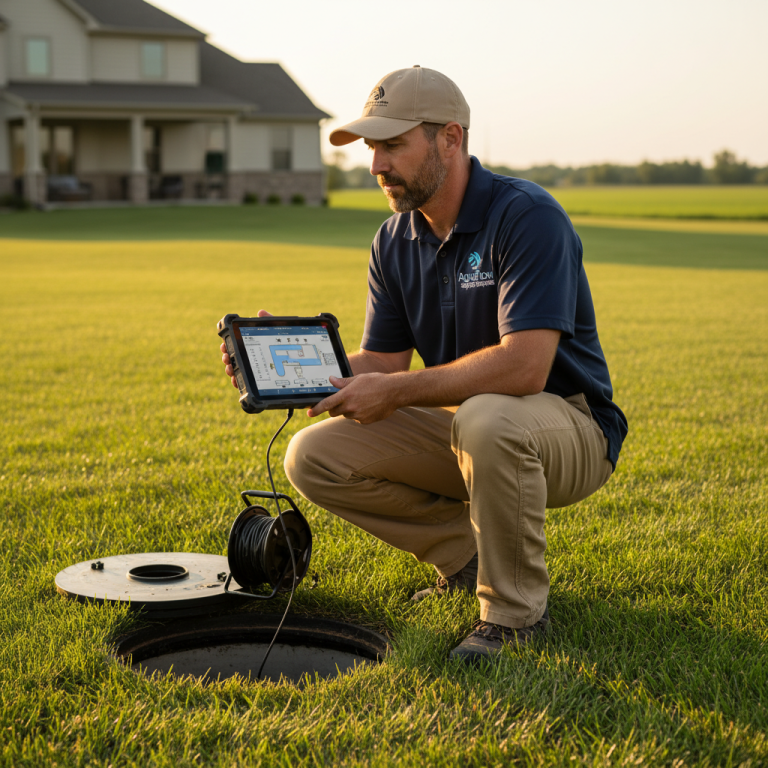 Upright Professional Inspections doing a septic inspection in Waco.