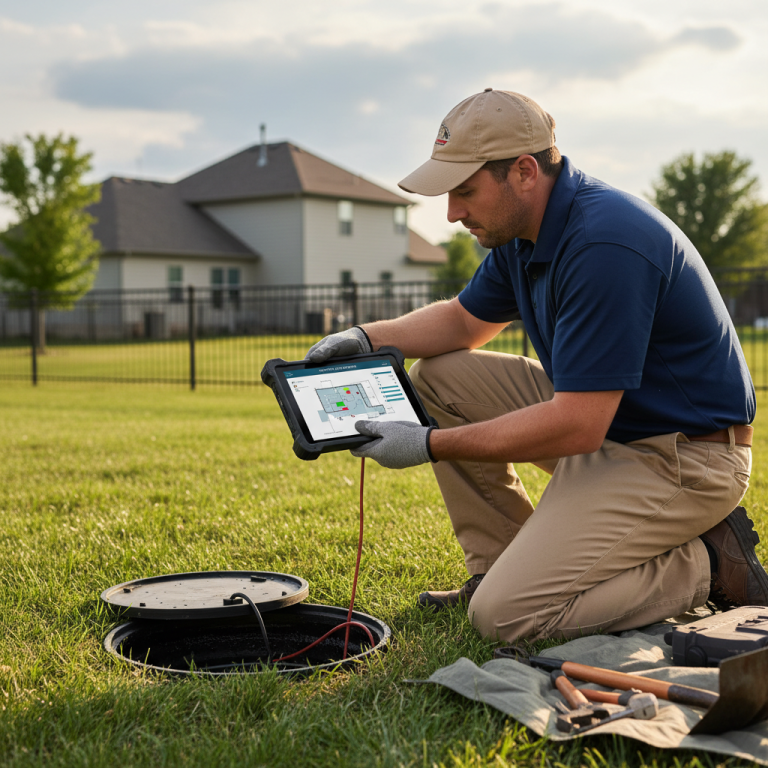 Upright Professional Inspections doing a septic inspection in West.