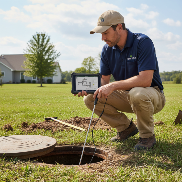 Upright Professional Inspections doing a septic inspection in Wortham.