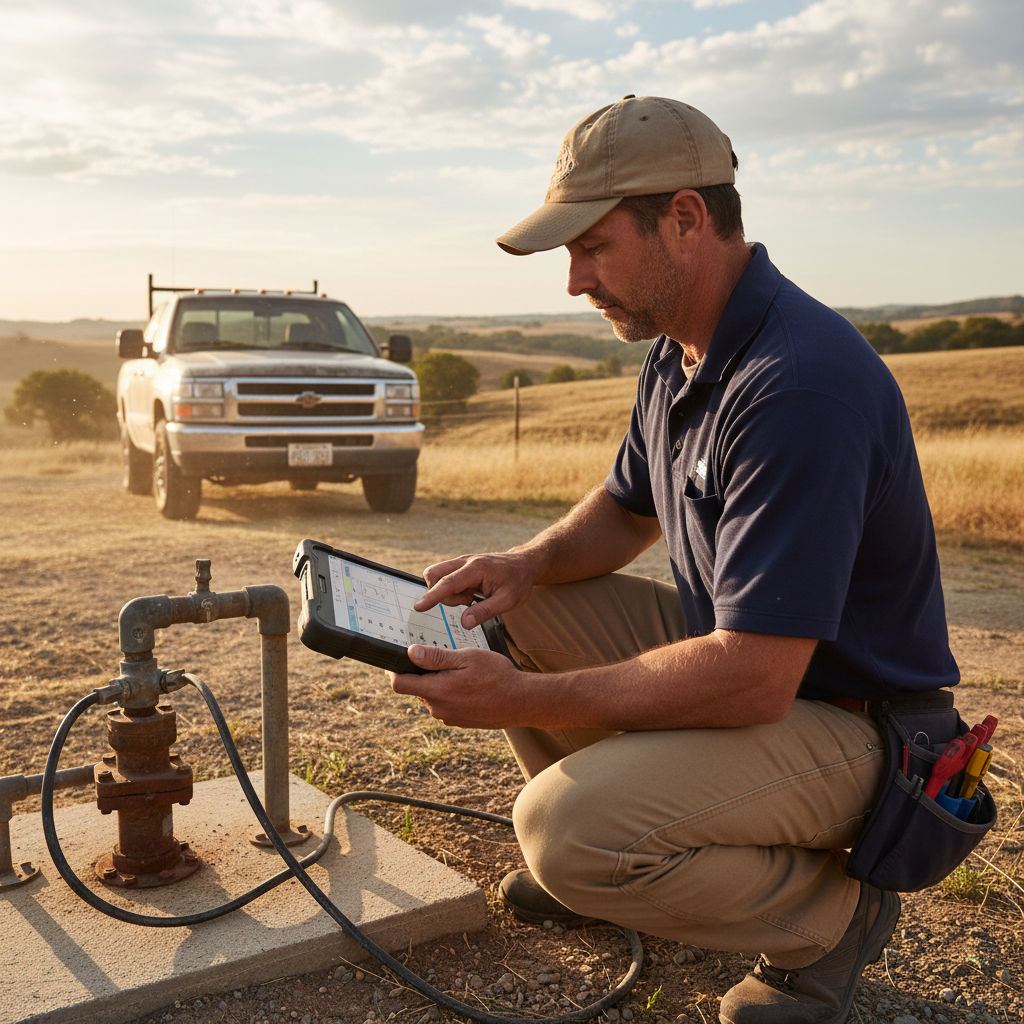 Upright Professional Inspections doing a well inspection in Academy.