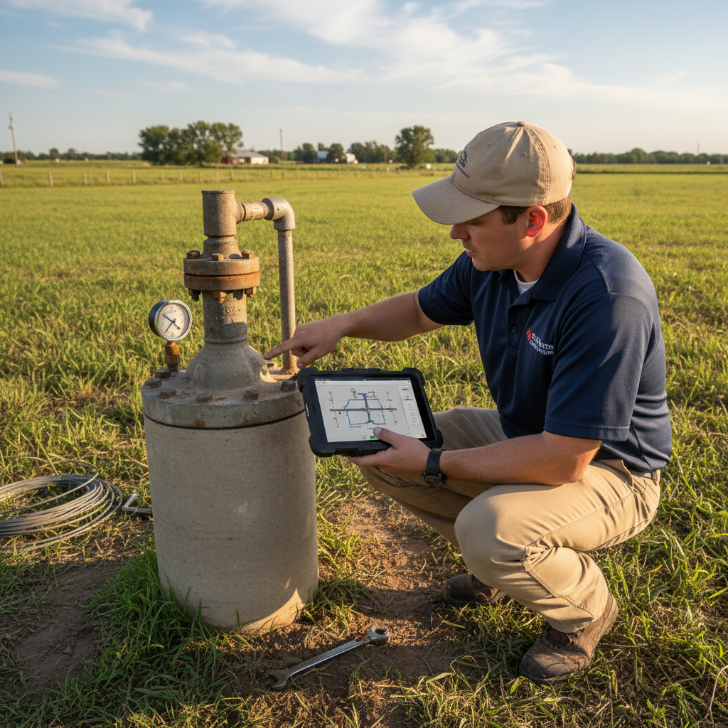 Upright Professional Inspections doing a well inspection in Bruceville-Eddy.