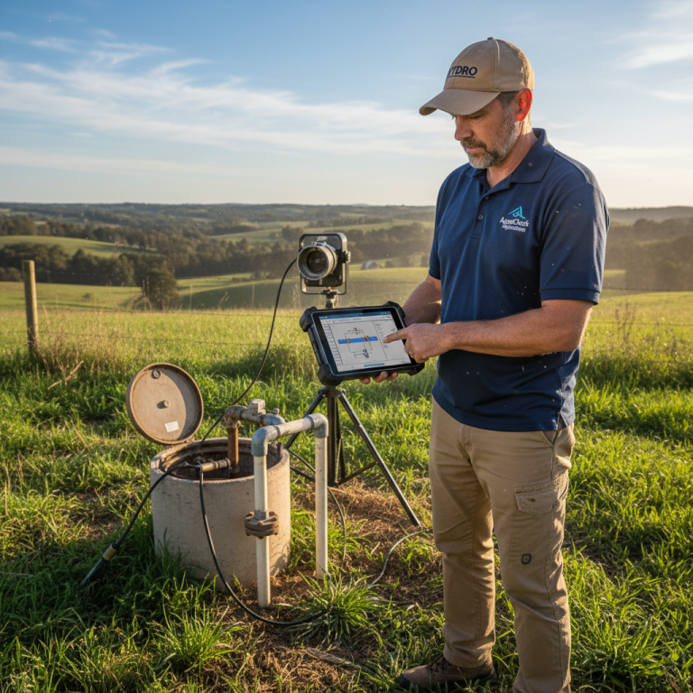Upright Professional Inspections doing a well inspection in Cleburne.