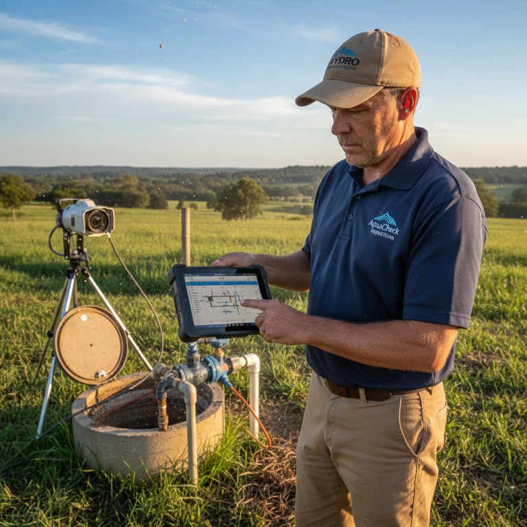 Upright Professional Inspections doing a well inspection in Corsicana.
