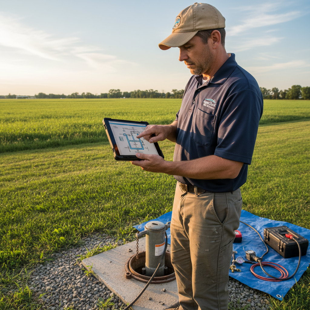 Upright Professional Inspections doing a well inspection in Fairfield.