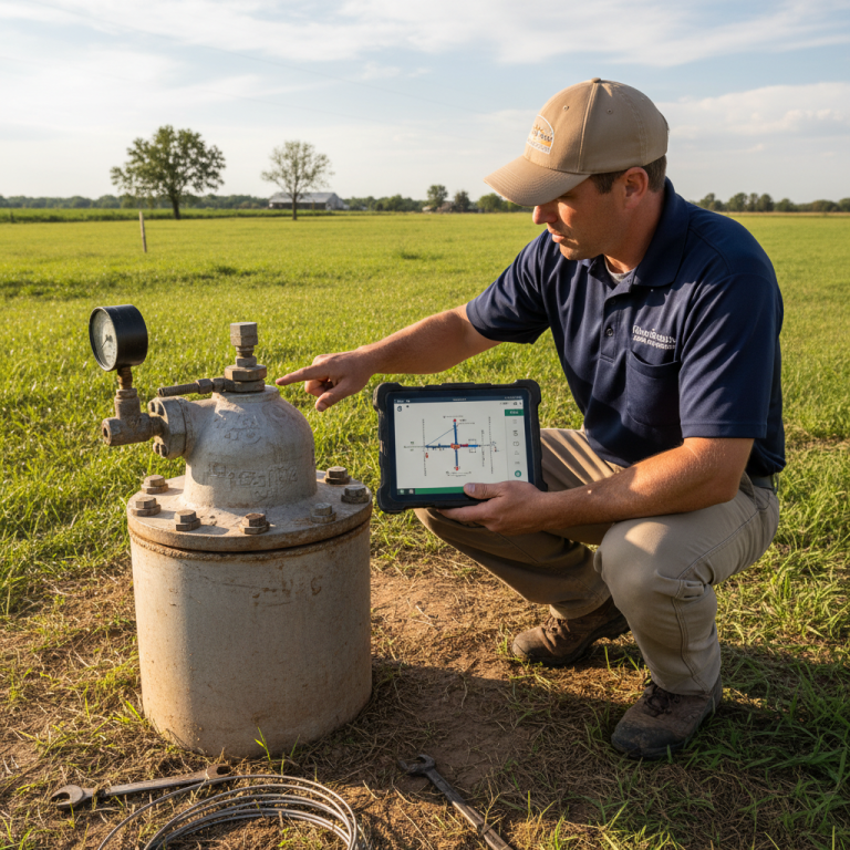 Upright Professional Inspections doing a well inspection in Franklin.