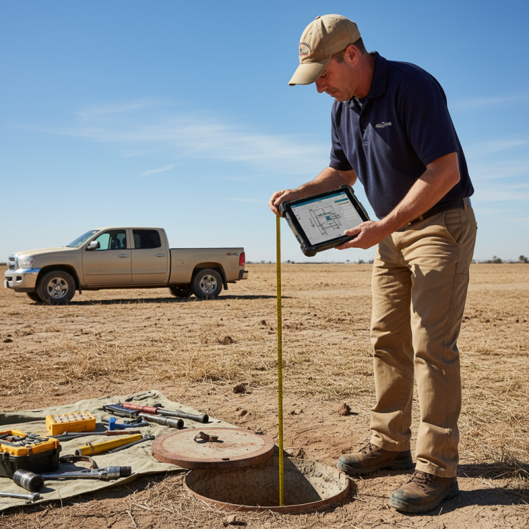 Upright Professional Inspections doing a well inspection in Gatesville.