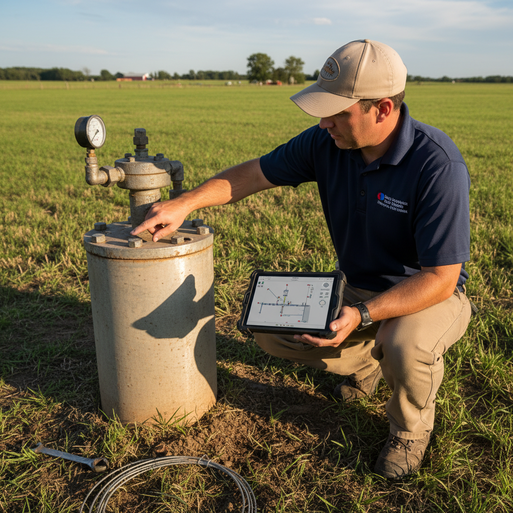 Upright Professional Inspections doing a well inspection in Gholson.