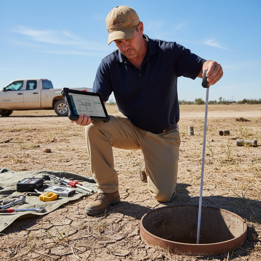 Upright Professional Inspections doing a well inspection in Grandview.