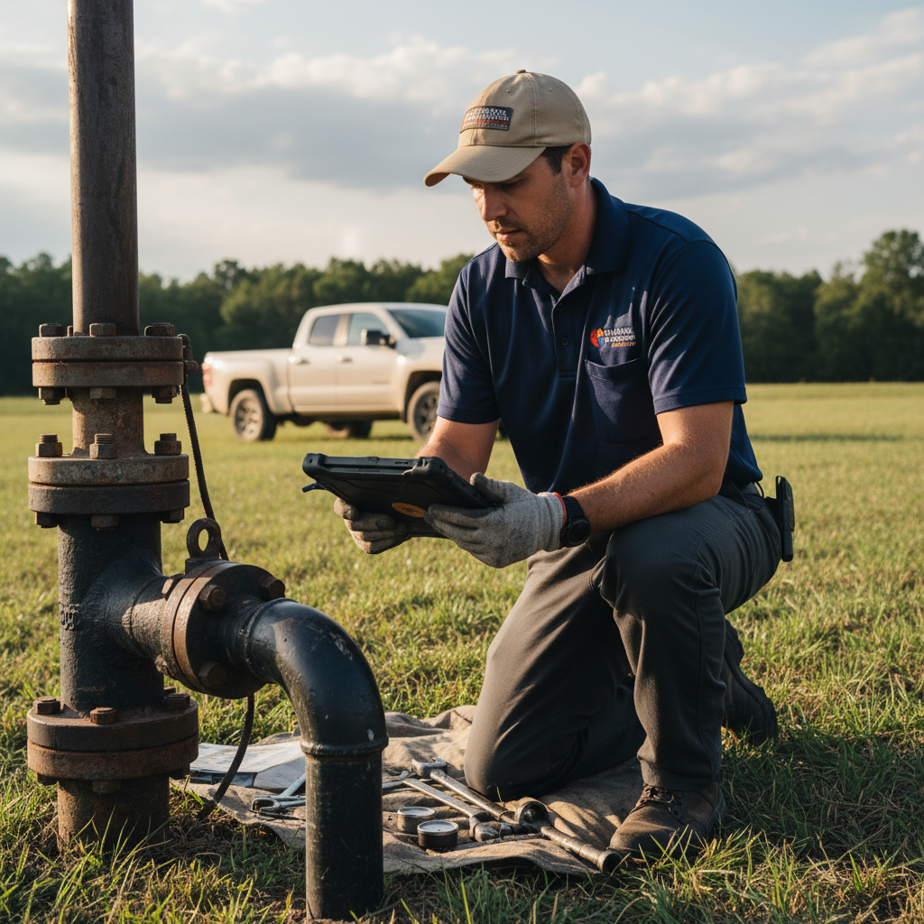 Upright Professional Inspections doing a well inspection in Hamilton.