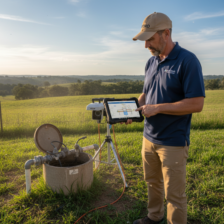 Upright Professional Inspections doing a well inspection in Hutto.