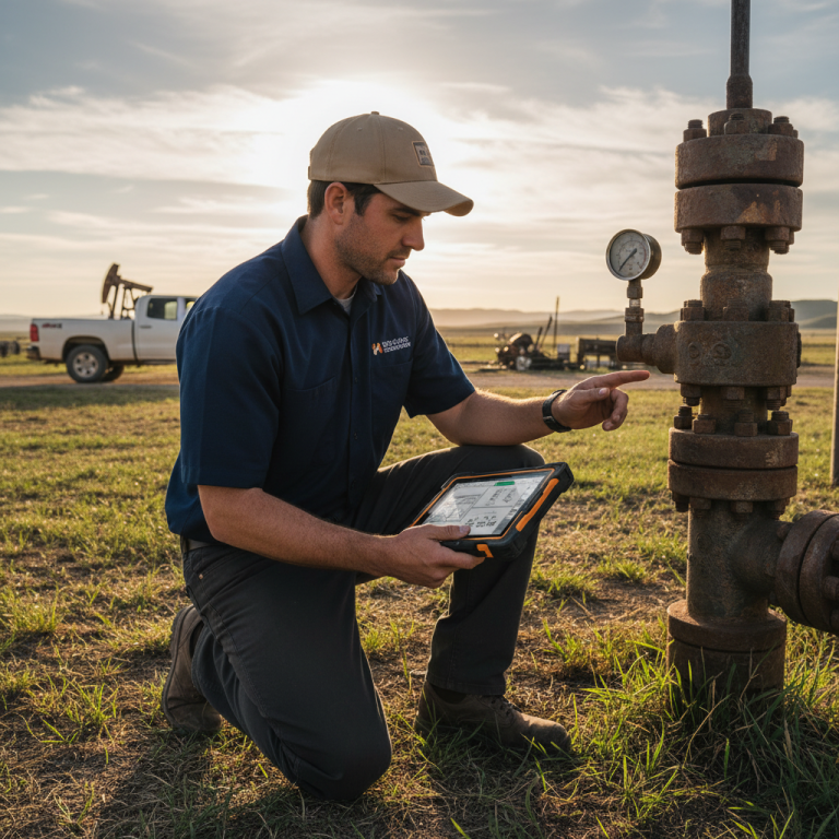 Upright Professional Inspections doing a well inspection in Itasca.