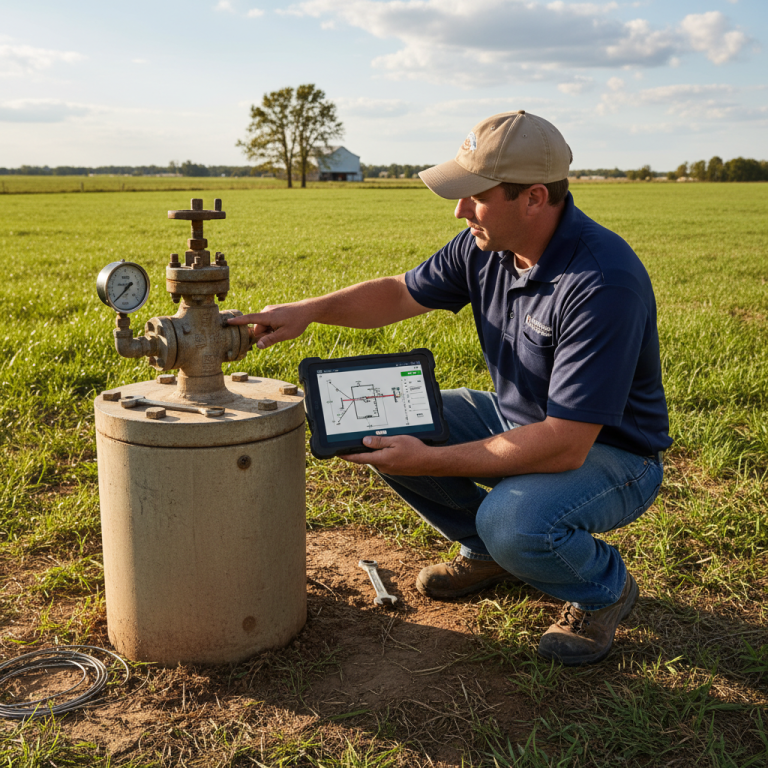 Upright Professional Inspections doing a well inspection in Jarrell.