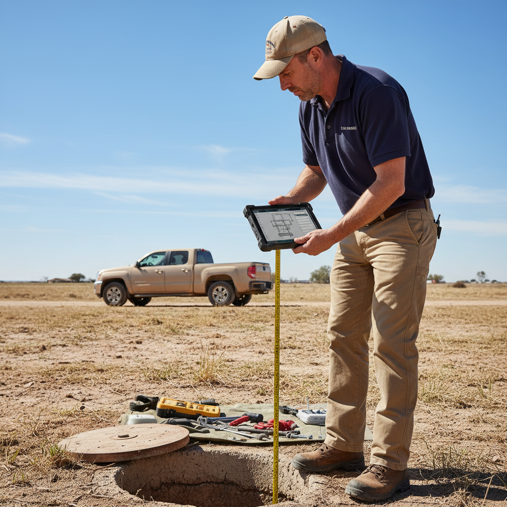 Upright Professional Inspections doing a well inspection in Keene.