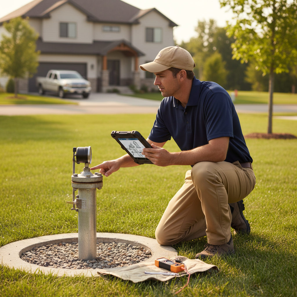 Upright Professional Inspections doing a well inspection in Laguna Park.