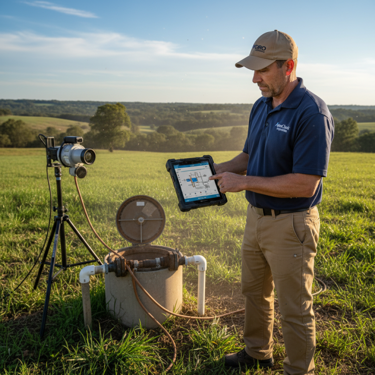 Upright Professional Inspections doing a well inspection in Lampasas.