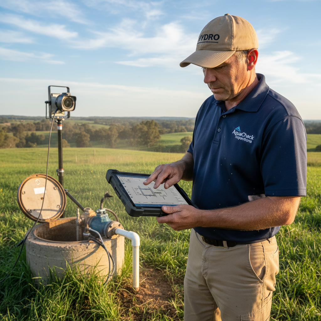 Upright Professional Inspections doing a well inspection in Marlin.