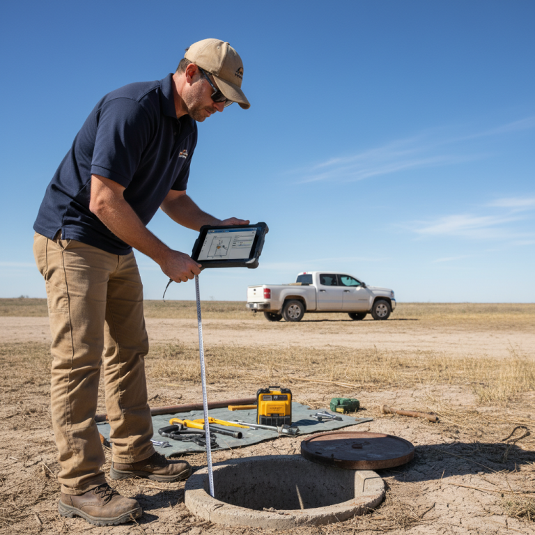 Upright Professional Inspections doing a well inspection in McGregor.