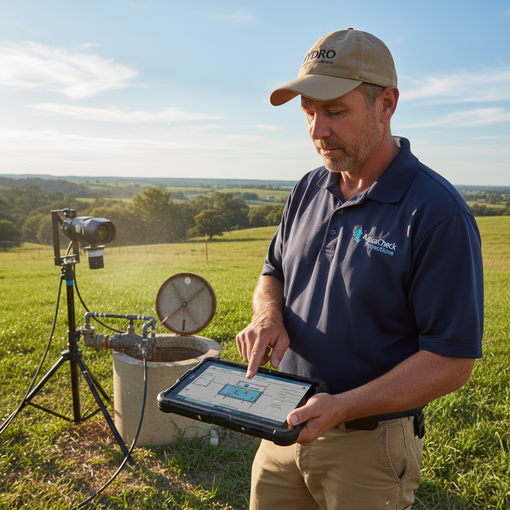 Upright Professional Inspections doing a well inspection in Riesel.