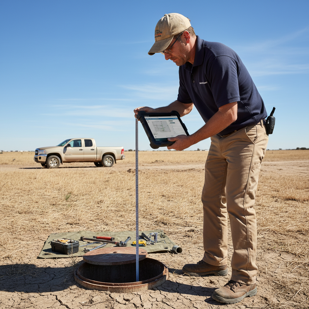 Upright Professional Inspections doing a well inspection in Robinson.