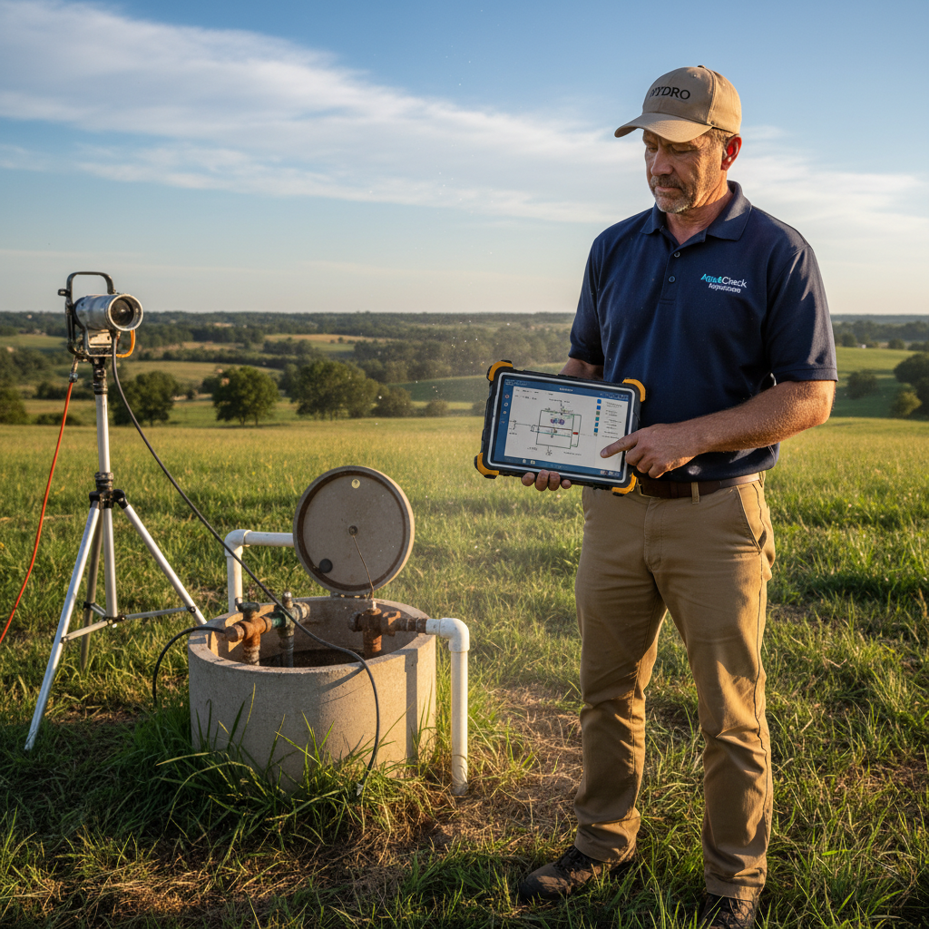 Upright Professional Inspections doing a well inspection in Rogers.