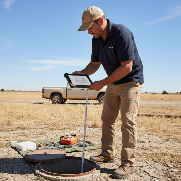 Upright Professional Inspections doing a well inspection in Rosebud.