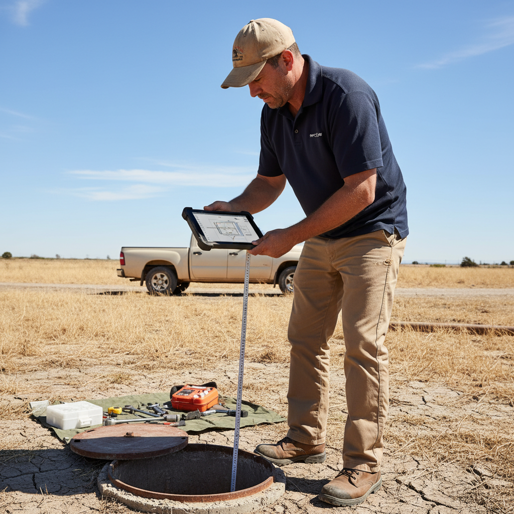 Upright Professional Inspections doing a well inspection in Rosebud.
