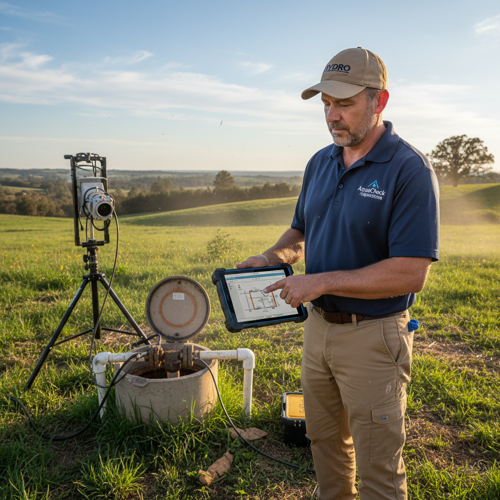 Upright Professional Inspections doing a well inspection in Salado.