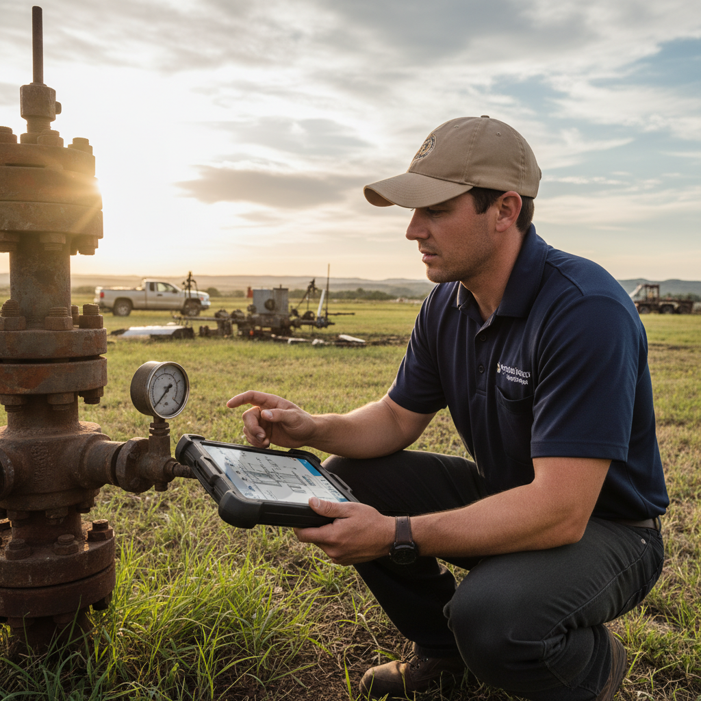 Upright Professional Inspections doing a well inspection in Waco.