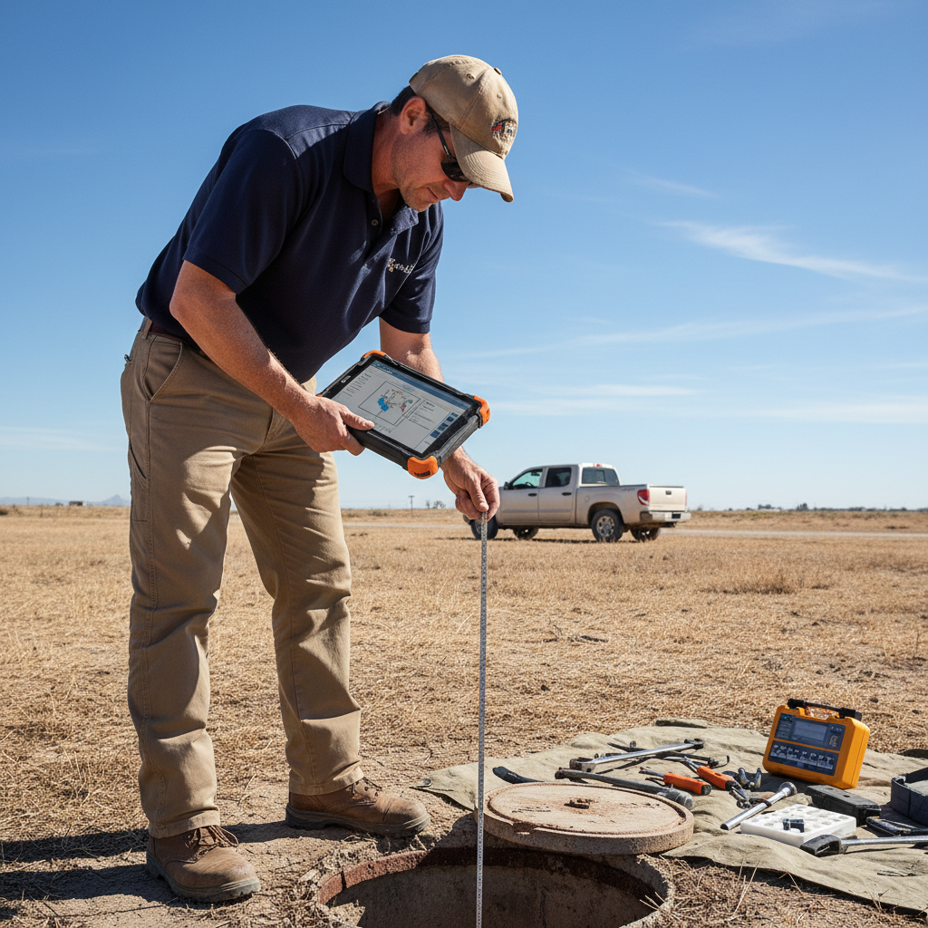 Upright Professional Inspections doing a well inspection in Waxahachie.