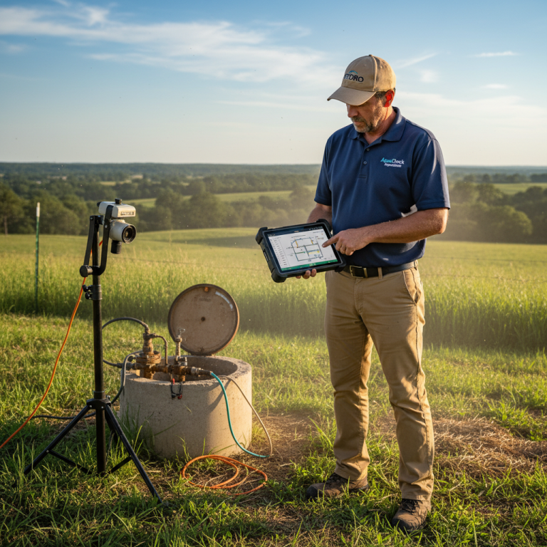 Upright Professional Inspections doing a well inspection in Whitney.